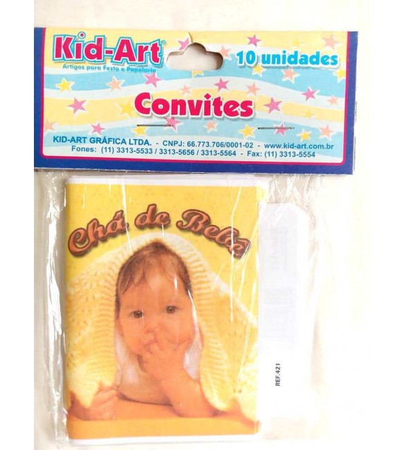 Convite Chá de Bebe pacote com 10 unidades